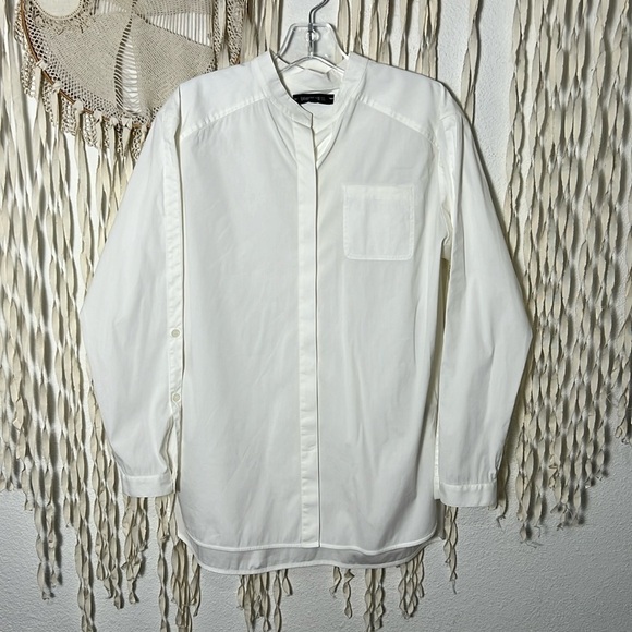 Lafayette 148 White Long Sleeve Button Down Button Accent Along Sleeve Size XS - Picture 5 of 13